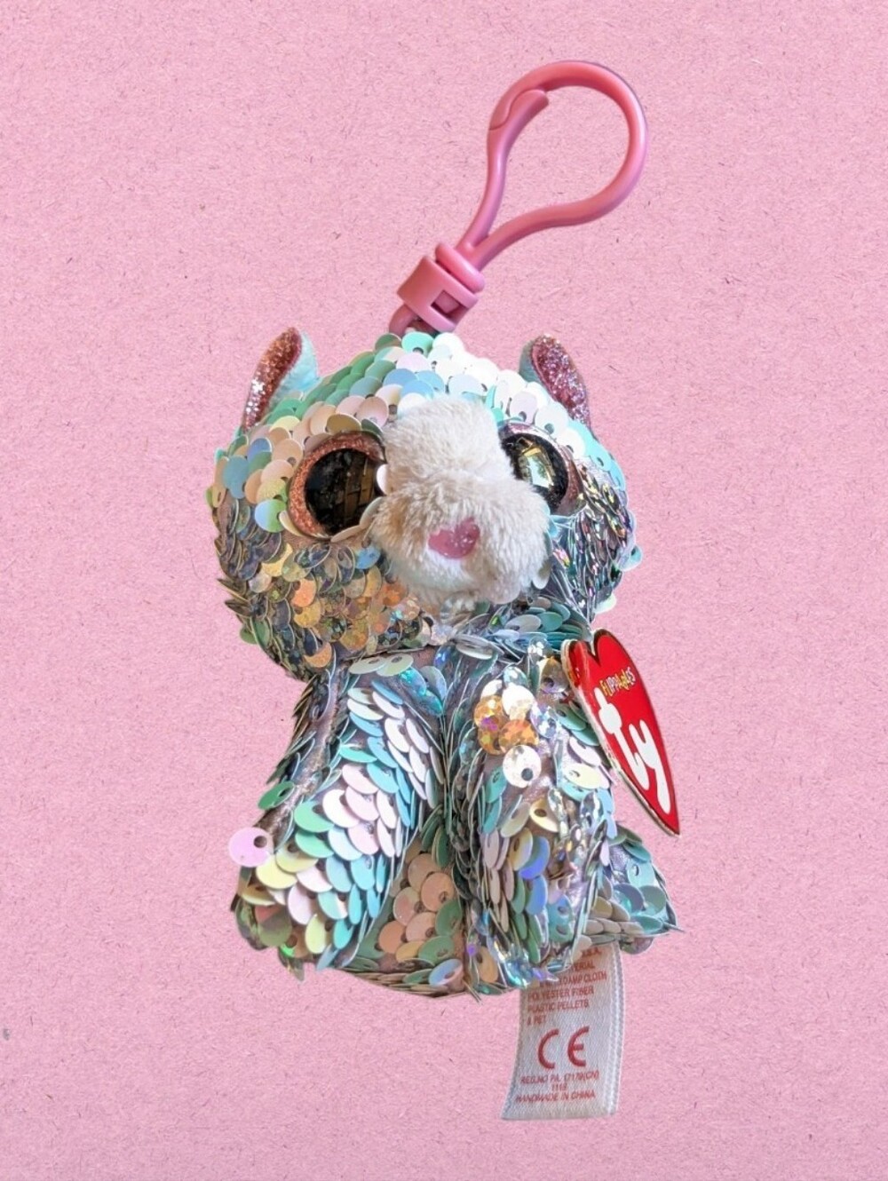Ty Flippables Clip on Whimsy the Cat with Tush Tag Errors Waves